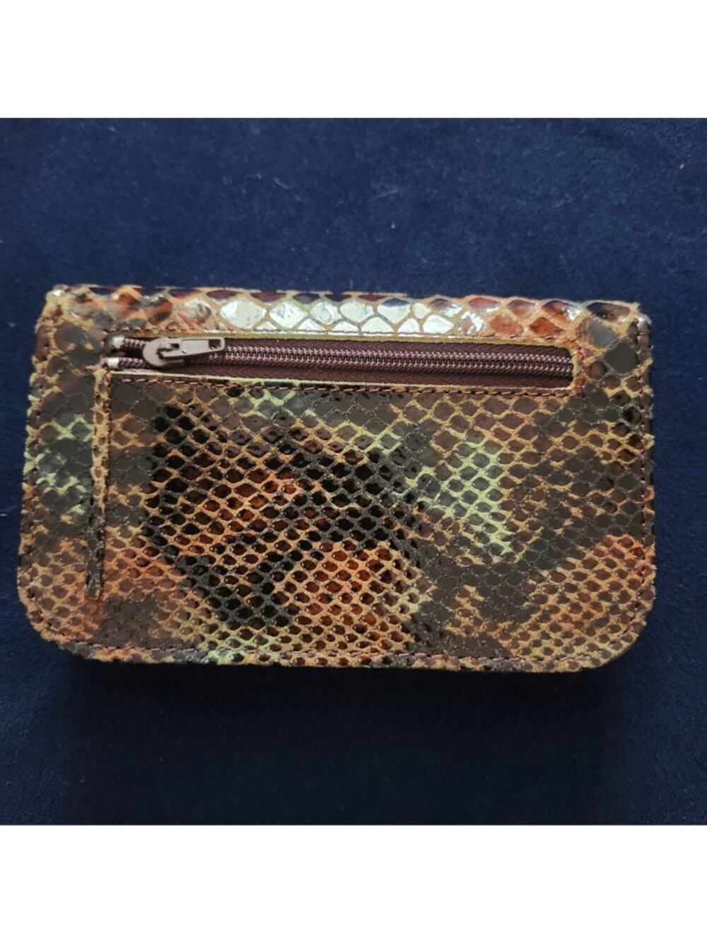 NWT Snakeskin Wallet Sabrina Paris Reptile Leather Brown - Picture 10 of 12